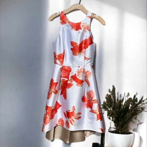 Sachin & Babi Noir Sleeveless Floral Jacquard Cut-Out Back High-Low Dress - Picture 5 of 12